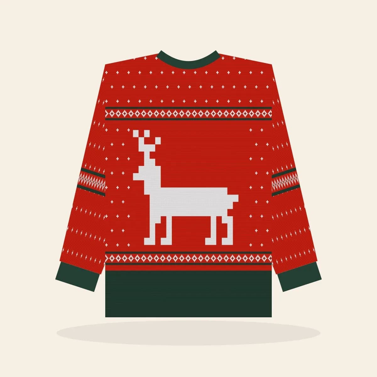 Classic Reindeer All-Over Print Sweatshirt (Classic Red): Classic Reindeer ugly Christmas print in red with white and pine green