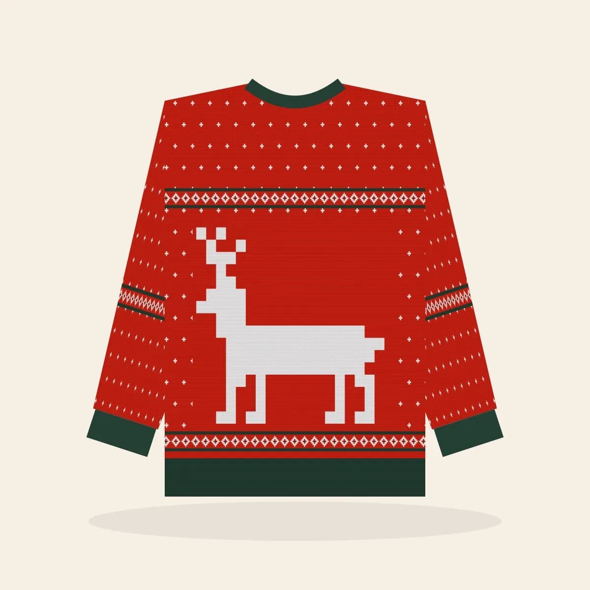 Classic Reindeer Kids Knitted Sweater (Classic Red): Classic Reindeer ugly Christmas knit in red with white and pine green