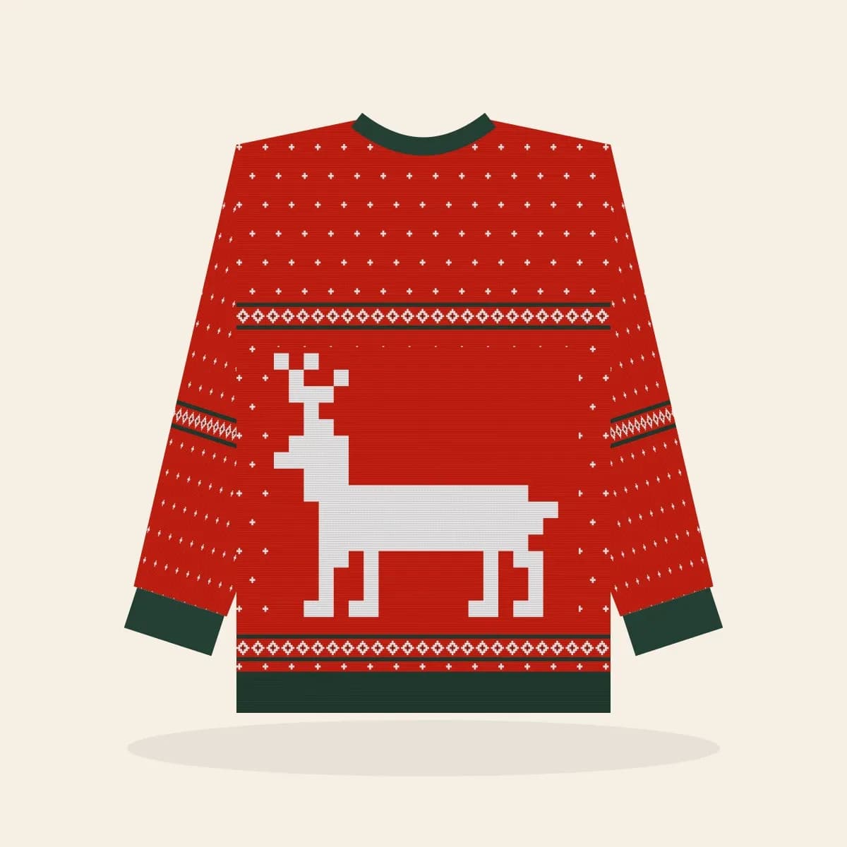 Classic Reindeer Knitted Sweater (Classic Red): Classic Reindeer ugly Christmas knit in red with white and pine green