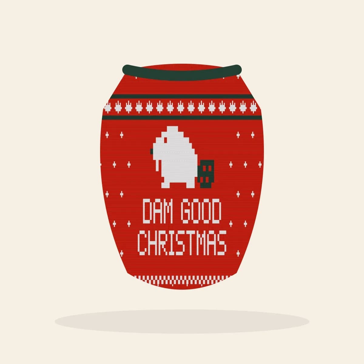 Dam Good Christmas Knitted Dog Sweater (Classic Red): Dam Good Christmas ugly Christmas knit in red with white and pine green