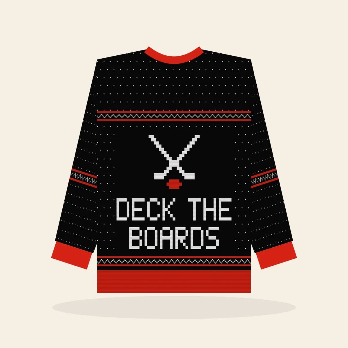 Deck the Boards Kids Knitted Sweater (Lumberjack): Deck the Boards ugly Christmas knit in black with white and red