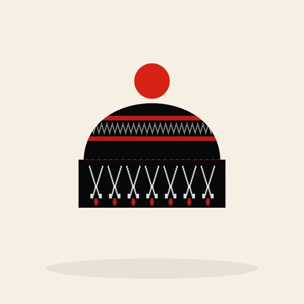 Deck the Boards Knitted Toque (Lumberjack): Deck the Boards ugly Christmas knit in black with white and red