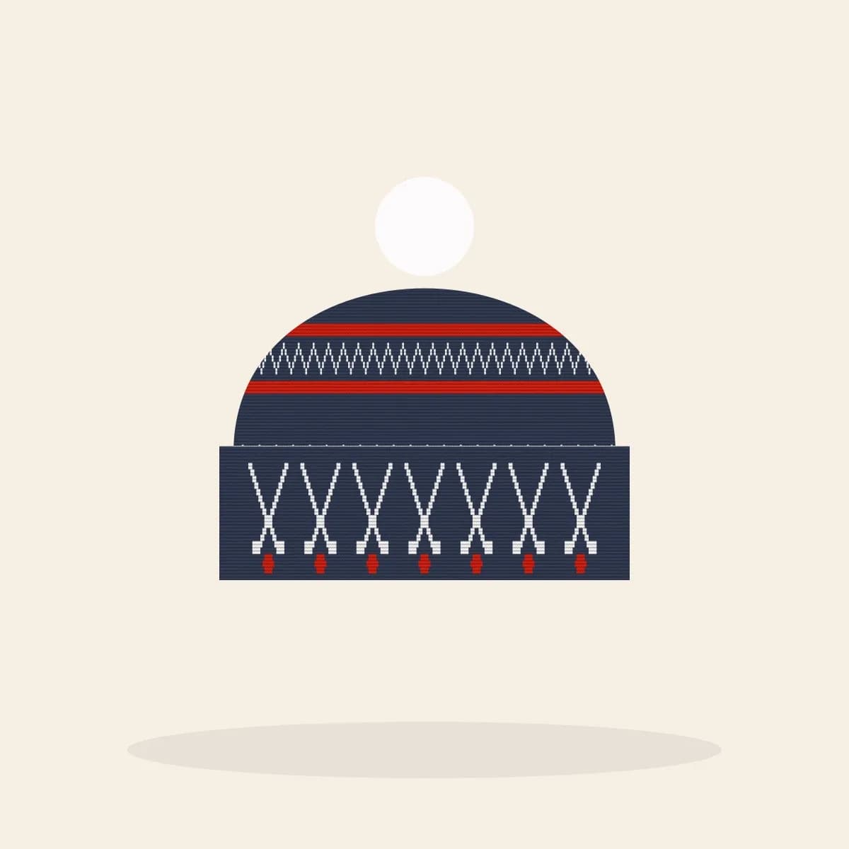 Deck the Boards Knitted Toque (Midnight Navy): Deck the Boards ugly Christmas knit in navy with white and red