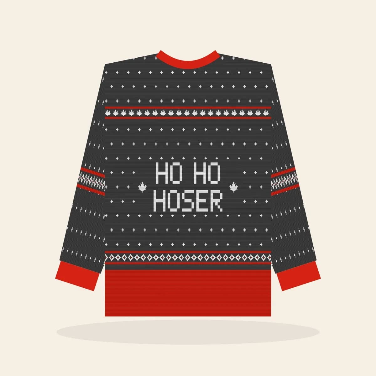 Ho Ho Hoser All-Over Print Sweatshirt (Cabin Charcoal): Ho Ho Hoser ugly Christmas print in charcoal with white and red