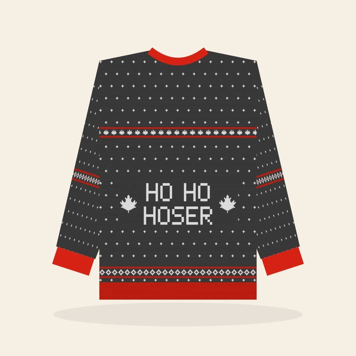 Ho Ho Hoser Knitted Sweater (Cabin Charcoal): Ho Ho Hoser ugly Christmas knit in charcoal with white and red