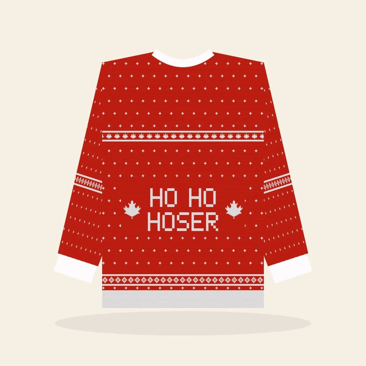 Ho Ho Hoser Knitted Sweater (True North): Ho Ho Hoser ugly Christmas knit in red and white