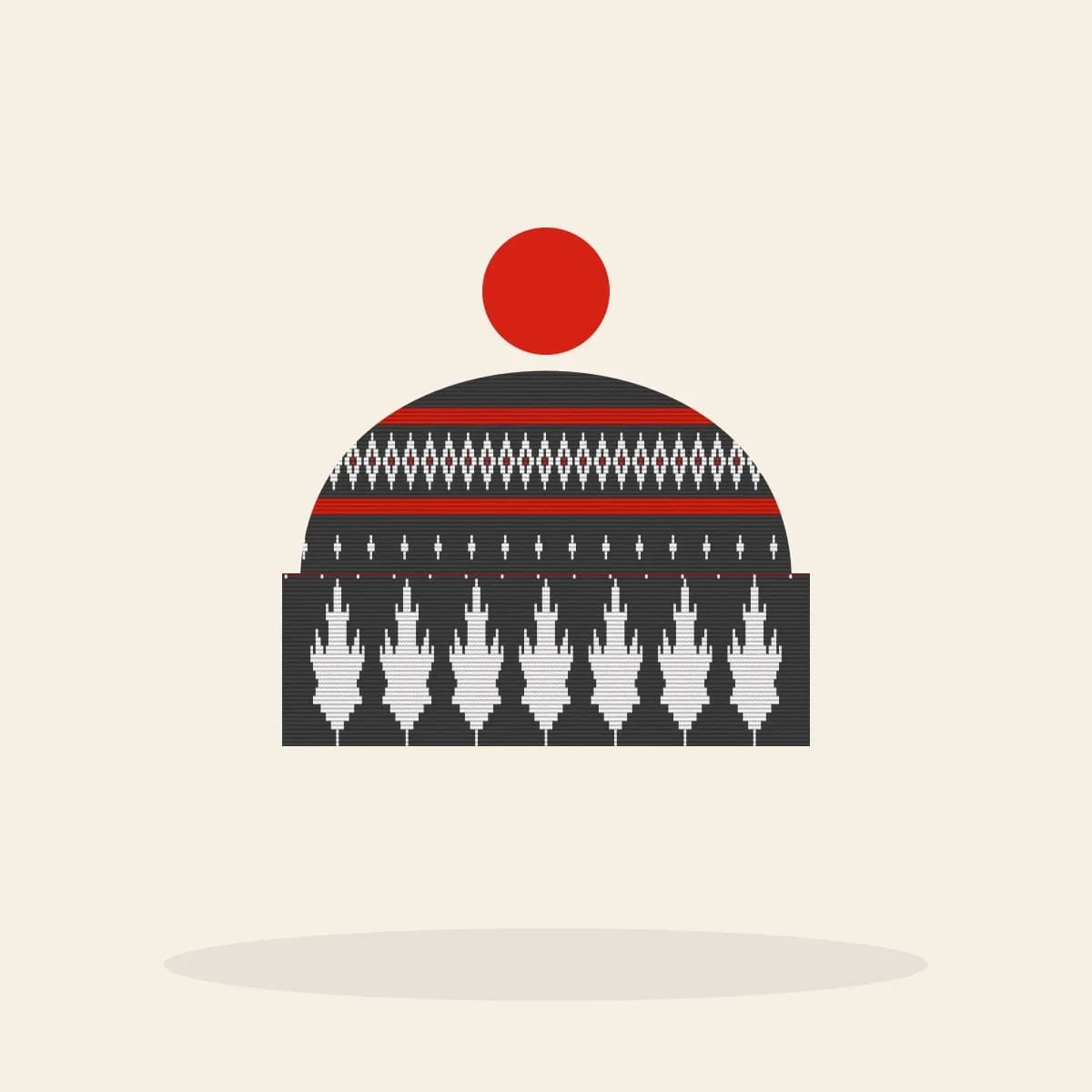 Ho Ho Hoser Knitted Toque (Cabin Charcoal): Ho Ho Hoser ugly Christmas knit in charcoal with white and red