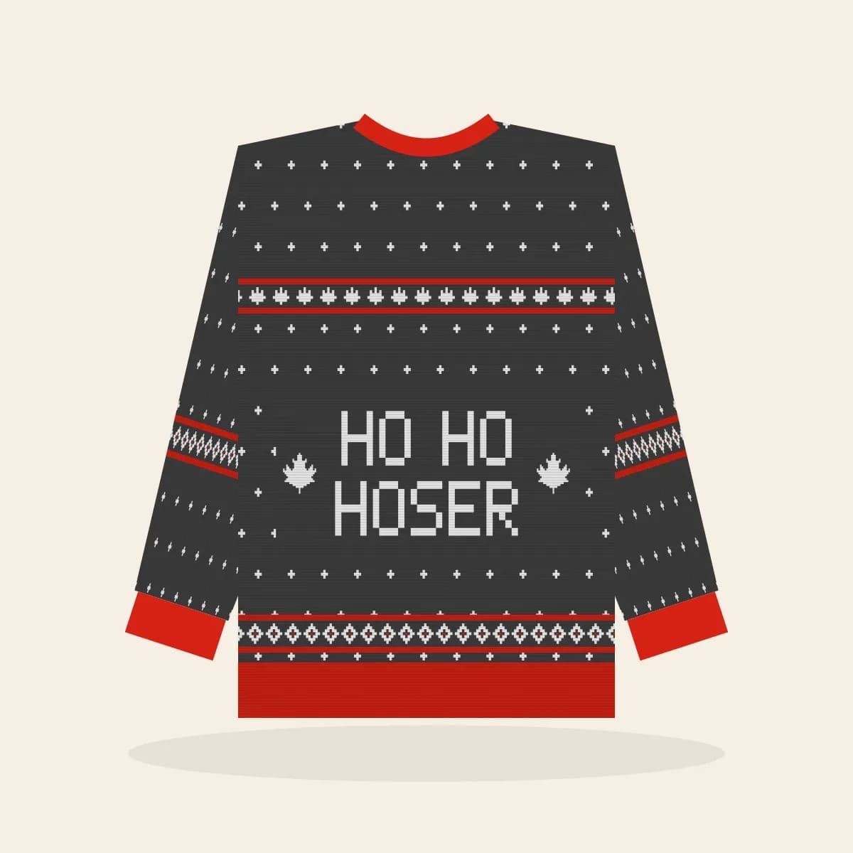 Ho Ho Hoser Relaxed Knitted Sweater (Cabin Charcoal): Ho Ho Hoser ugly Christmas knit in charcoal with white and red