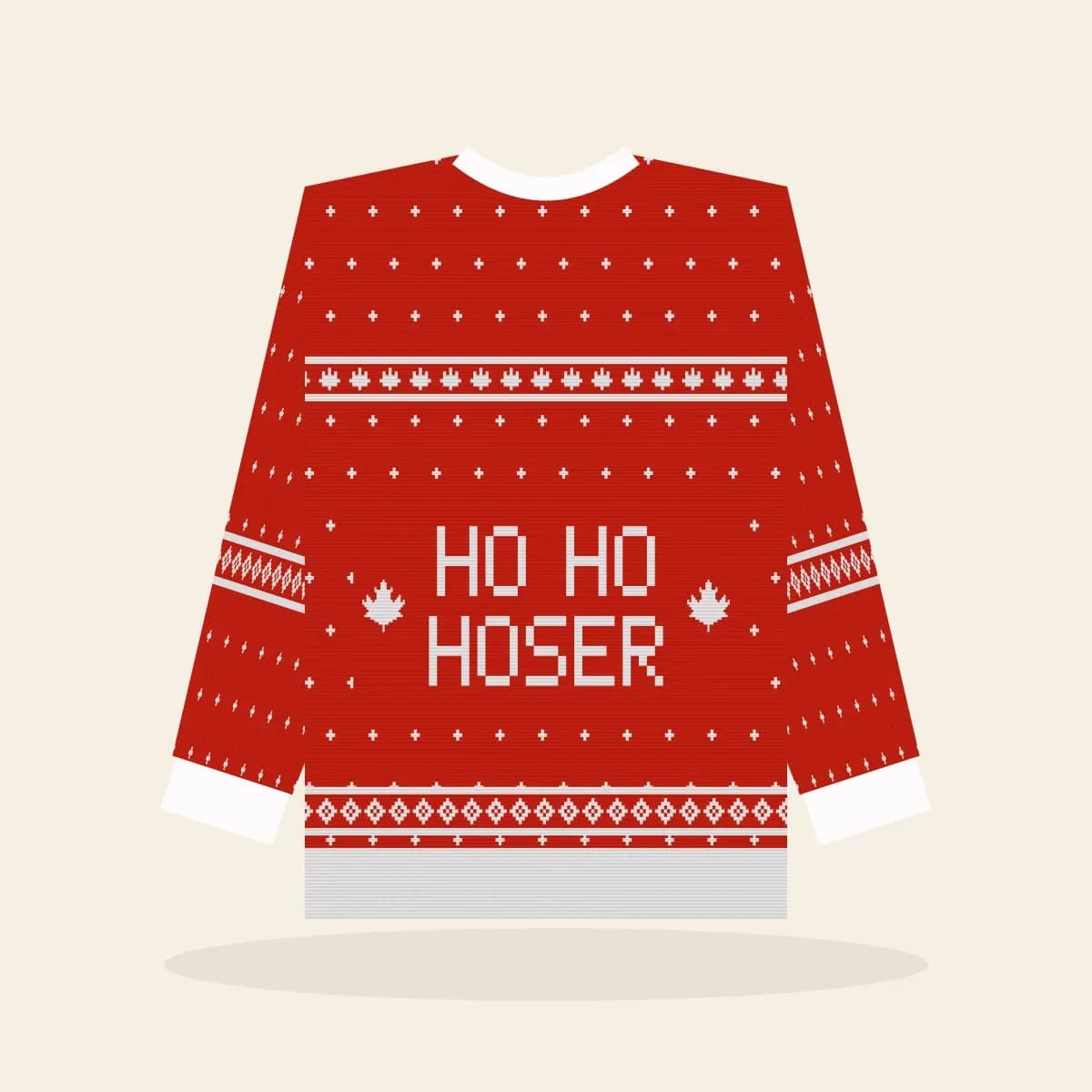 Ho Ho Hoser Relaxed Knitted Sweater (True North): Ho Ho Hoser ugly Christmas knit in red and white