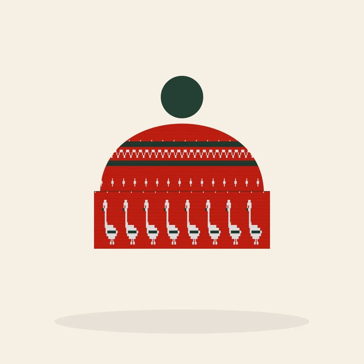 Honk If You’re Festive Knitted Toque (Classic Red): Honk If You’re Festive ugly Christmas knit in red with white and pine green