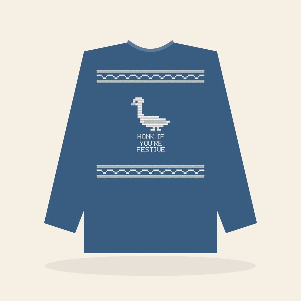 Honk If You’re Festive Printed Sweatshirt (Frosty Blue): Honk If You’re Festive ugly Christmas print in blue with white and ice