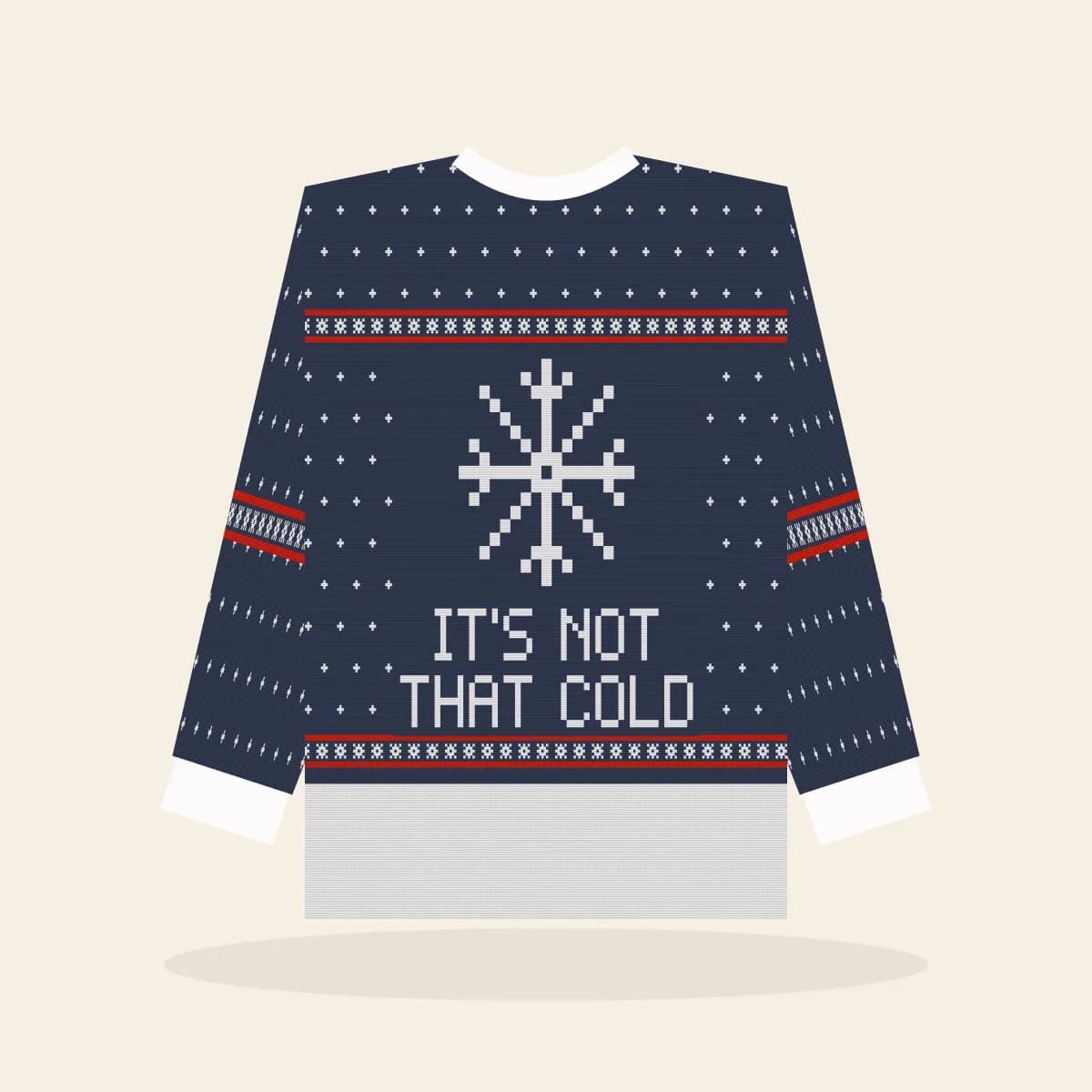 It’s Not That Cold All-Over Print Sweatshirt (Midnight Navy): It’s Not That Cold ugly Christmas print in navy with white and red