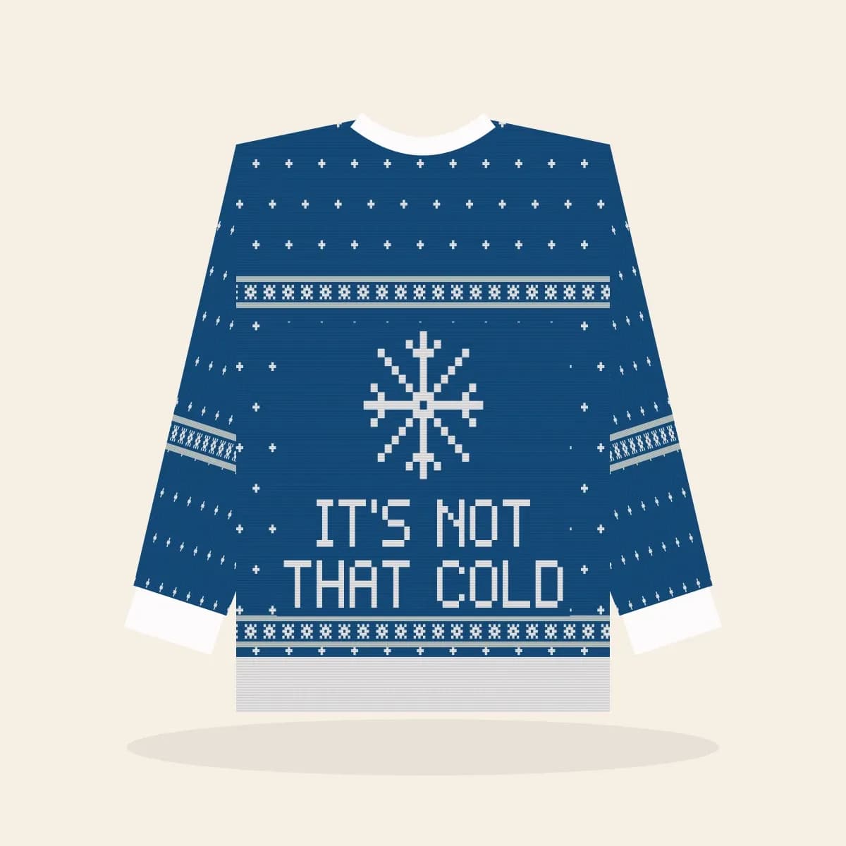 It’s Not That Cold Relaxed Knitted Sweater (Frosty Blue): It’s Not That Cold ugly Christmas knit in blue with white and ice
