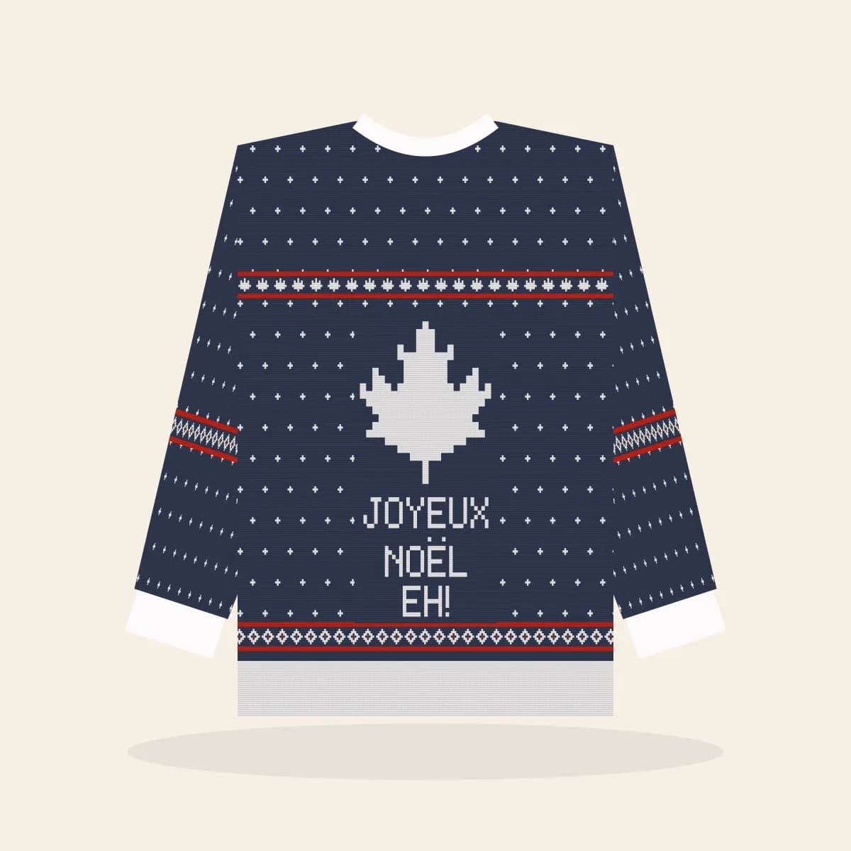 Joyeux Noël, Eh Kids Knitted Sweater (Midnight Navy): Joyeux Noël, Eh ugly Christmas knit in navy with white and red