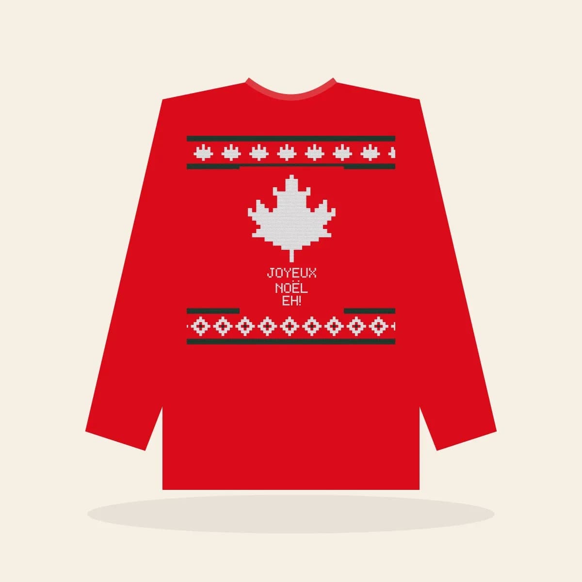 Joyeux Noël, Eh Printed Sweatshirt (Classic Red): Joyeux Noël, Eh ugly Christmas print in red with white and pine green