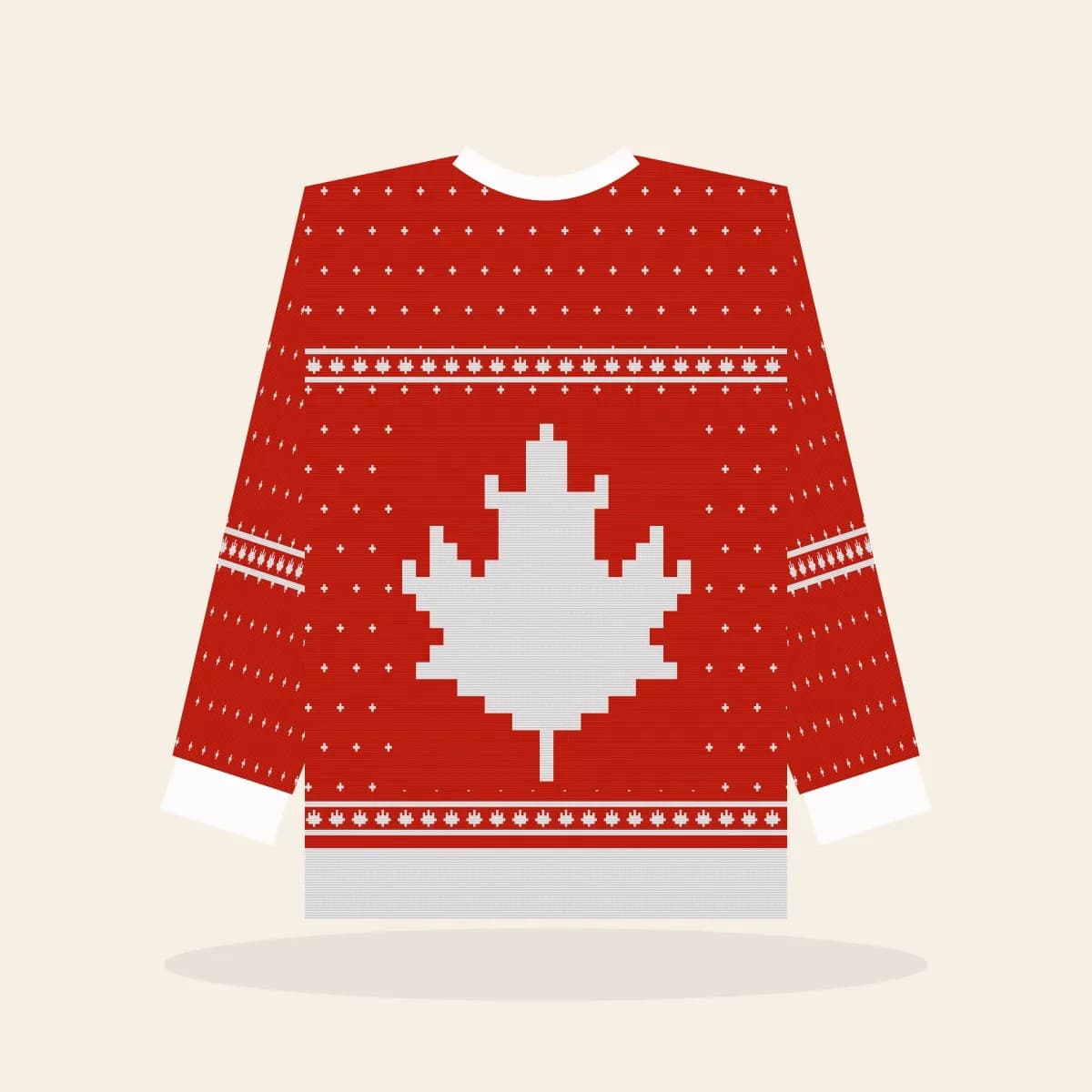 Maple Leaf Fair Isle Kids Knitted Sweater (True North): Maple Leaf Fair Isle ugly Christmas knit in red and white