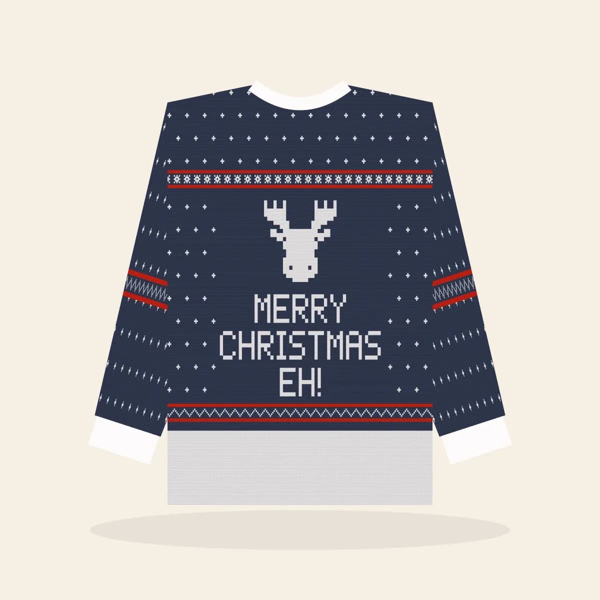 Merry Christmas, Eh All-Over Print Sweatshirt (Midnight Navy): Merry Christmas, Eh ugly Christmas print in navy with white and red