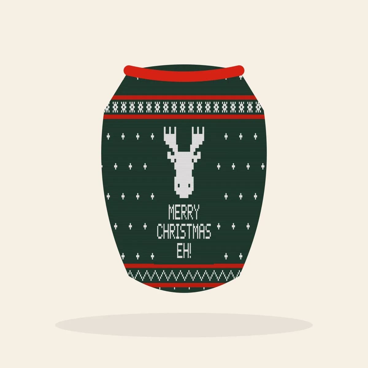 Merry Christmas, Eh Knitted Dog Sweater (Evergreen): Merry Christmas, Eh ugly Christmas knit in pine green with white and red