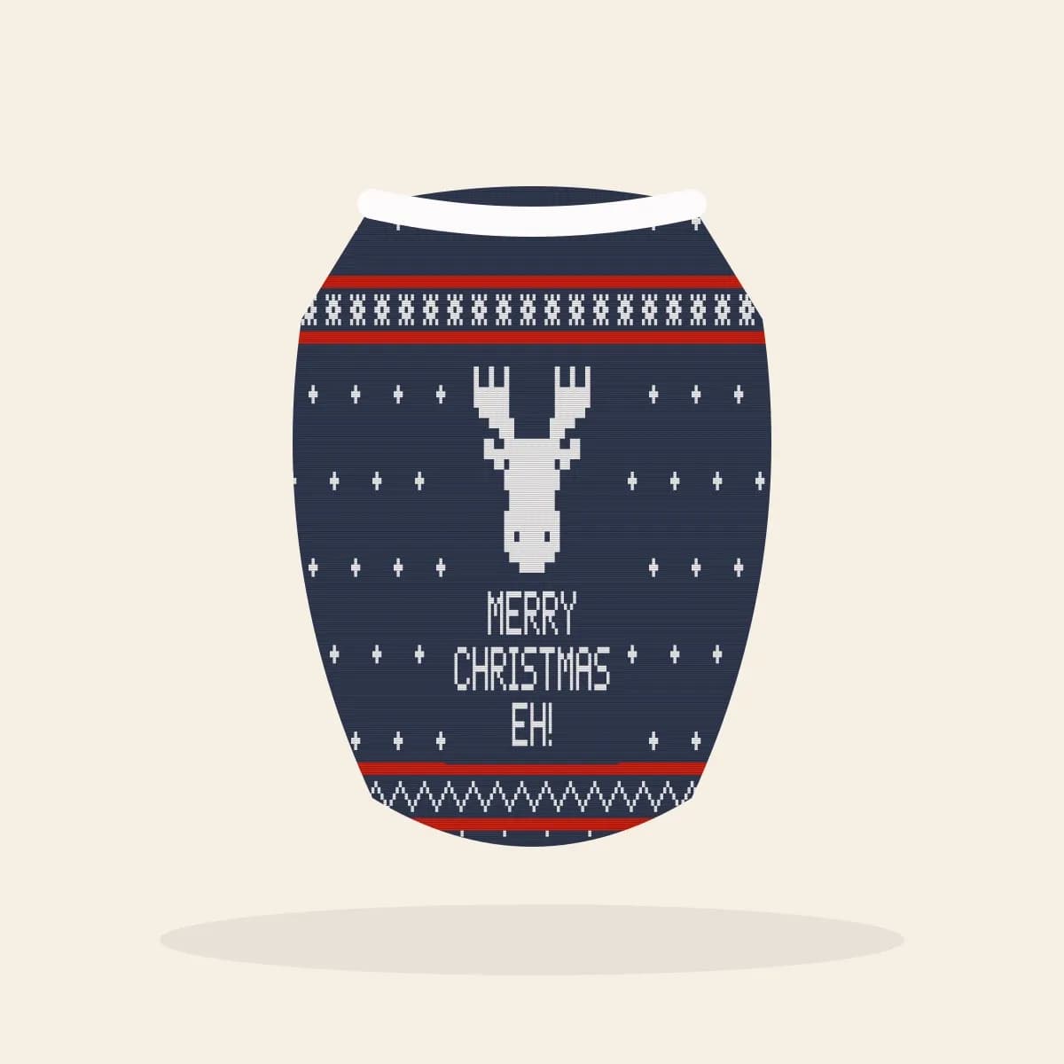 Merry Christmas, Eh Knitted Dog Sweater (Midnight Navy): Merry Christmas, Eh ugly Christmas knit in navy with white and red