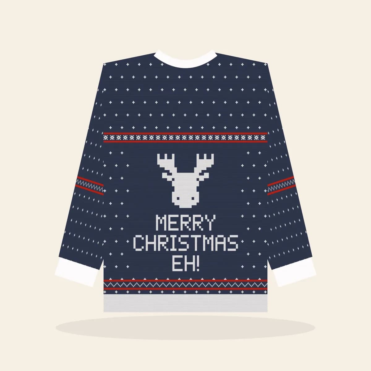 Merry Christmas, Eh Knitted Sweater (Midnight Navy): Merry Christmas, Eh ugly Christmas knit in navy with white and red