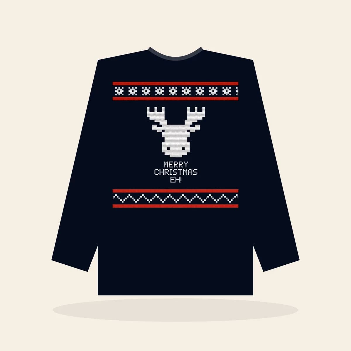 Merry Christmas, Eh Printed Sweatshirt (Midnight Navy): Merry Christmas, Eh ugly Christmas print in navy with white and red