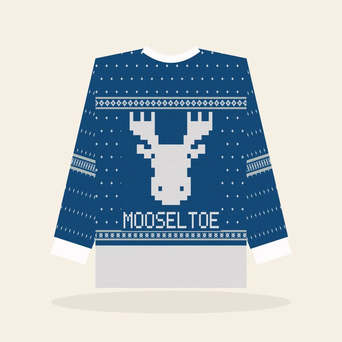 Mooseltoe All-Over Print Sweatshirt (Frosty Blue): Mooseltoe ugly Christmas print in blue with white and ice