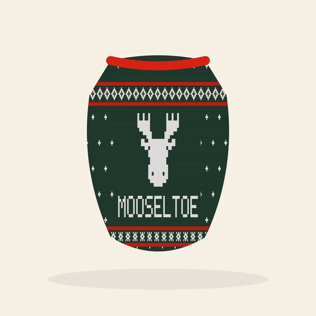 Mooseltoe Knitted Dog Sweater (Evergreen): Mooseltoe ugly Christmas knit in pine green with white and red