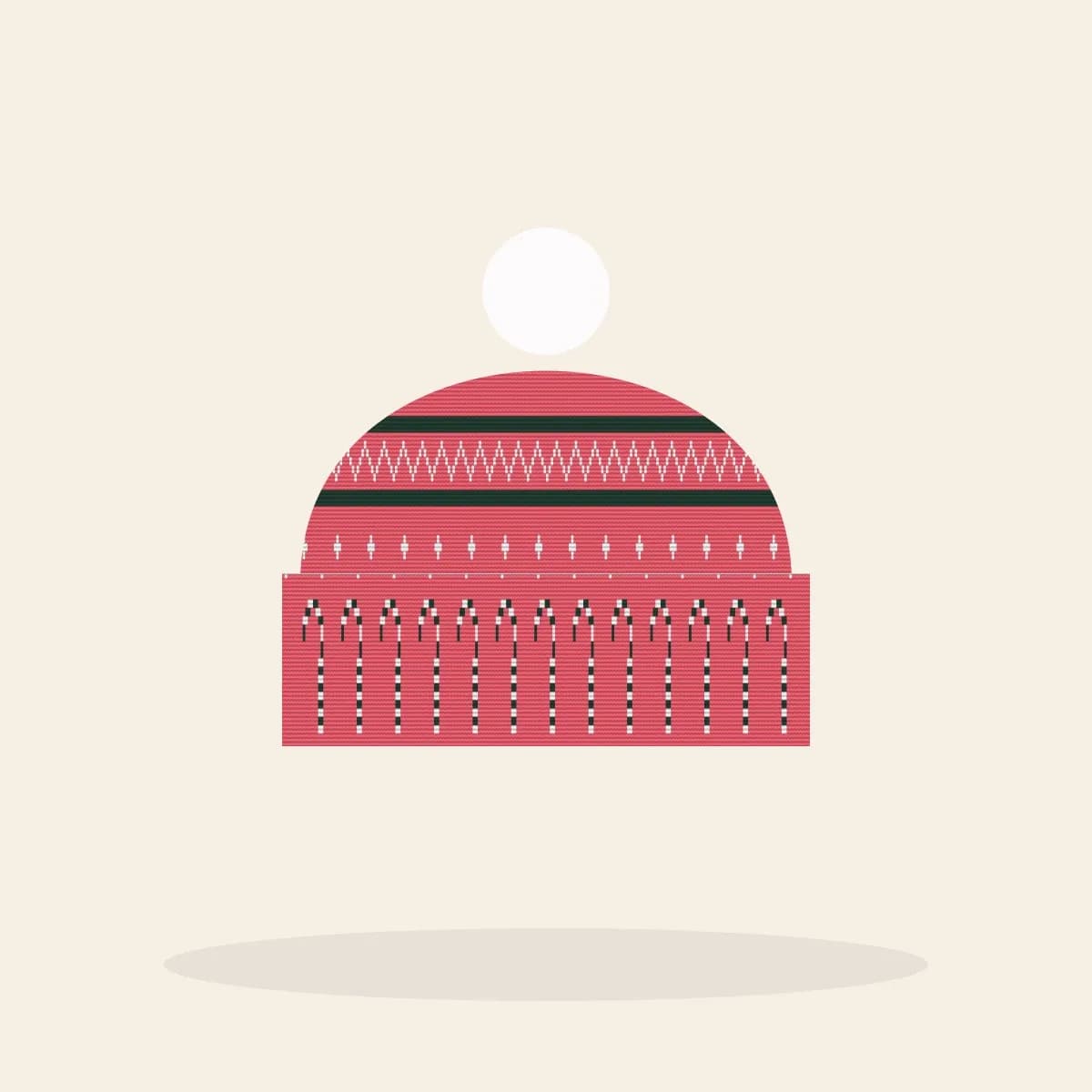Naughty Or Nice, eh? Knitted Toque (Candy Pink): Naughty or Nice, Eh? ugly Christmas knit in hot pink with white and green