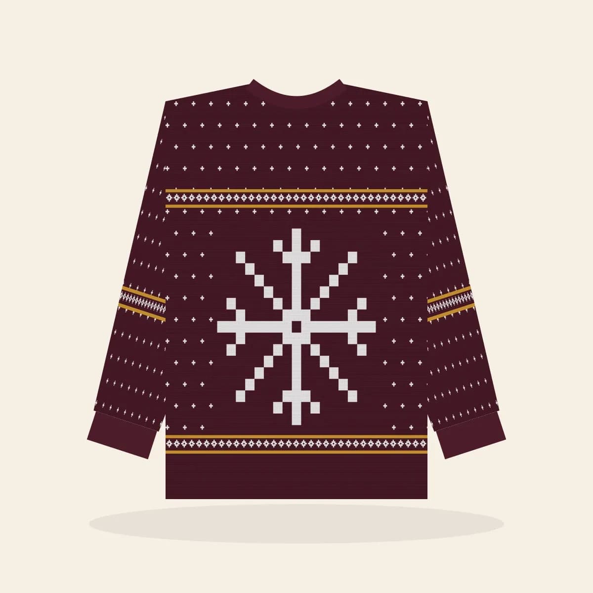 Nordic Snowflake Kids Knitted Sweater (Cranberry & Gold): Nordic Snowflake ugly Christmas knit in cranberry with white and gold