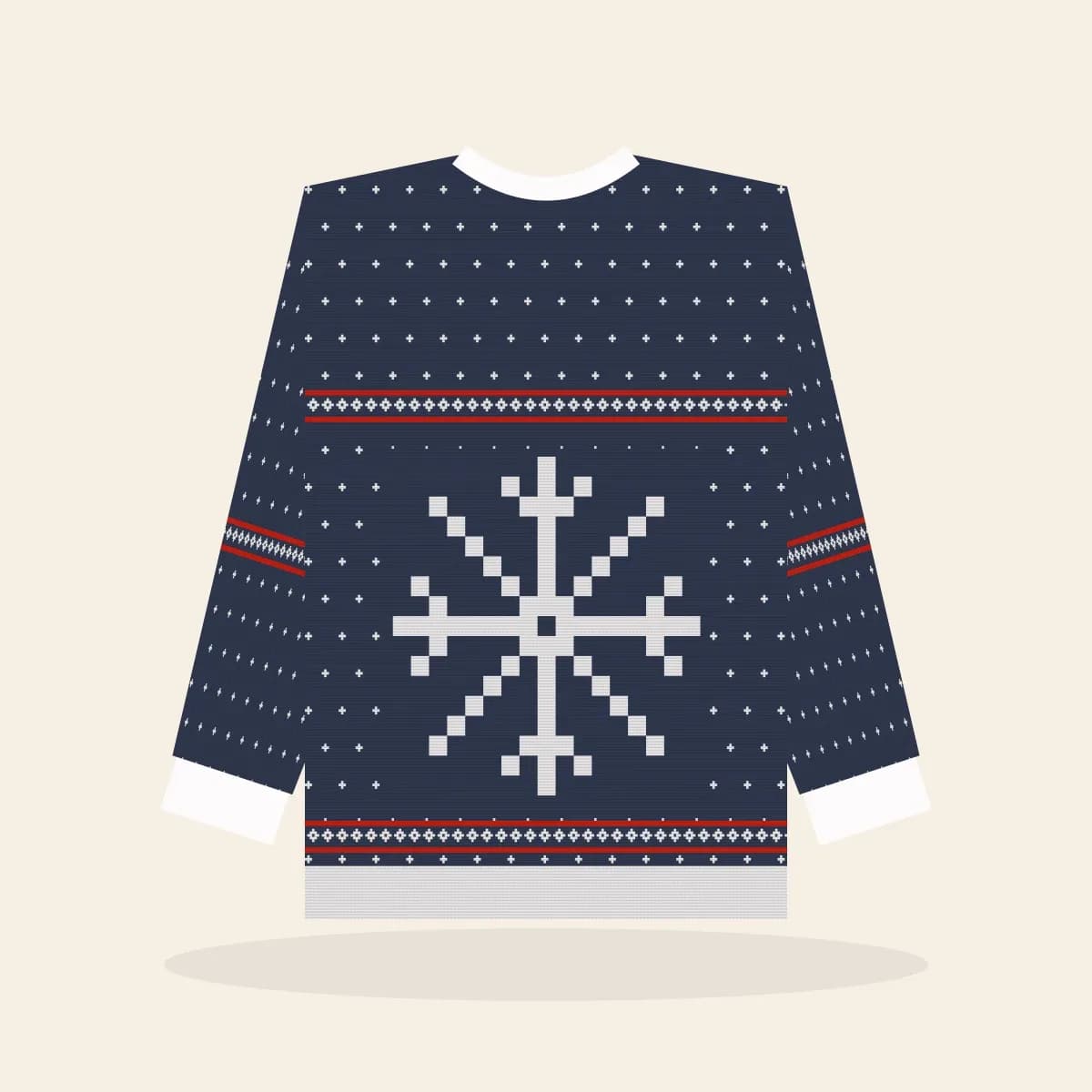 Nordic Snowflake Knitted Sweater (Midnight Navy): Nordic Snowflake ugly Christmas knit in navy with white and red
