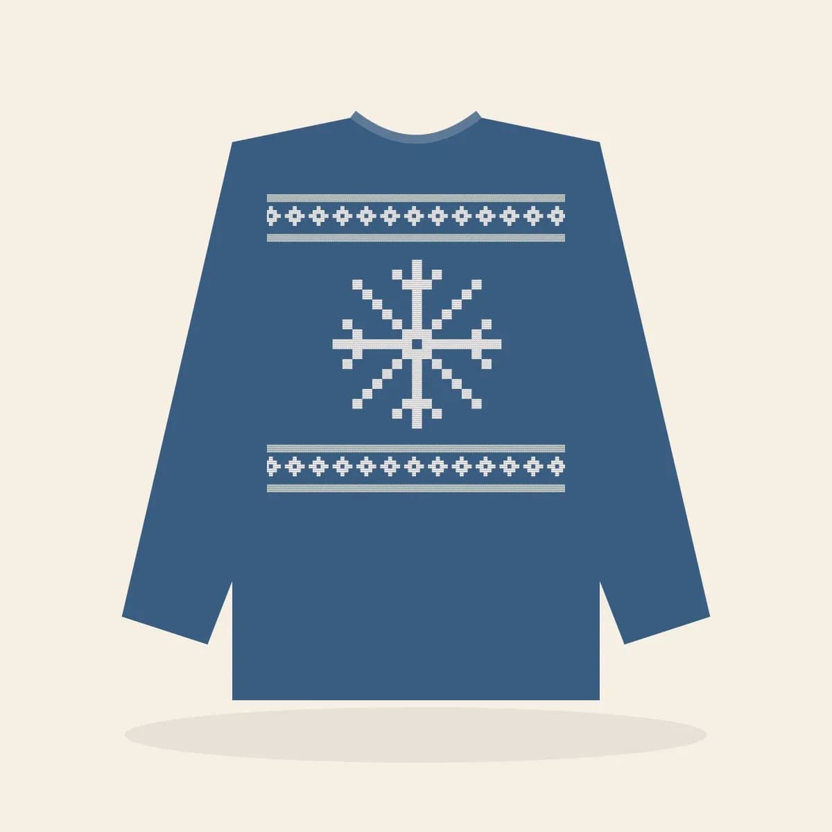 Nordic Snowflake Printed Sweatshirt (Frosty Blue): Nordic Snowflake ugly Christmas print in blue with white and ice