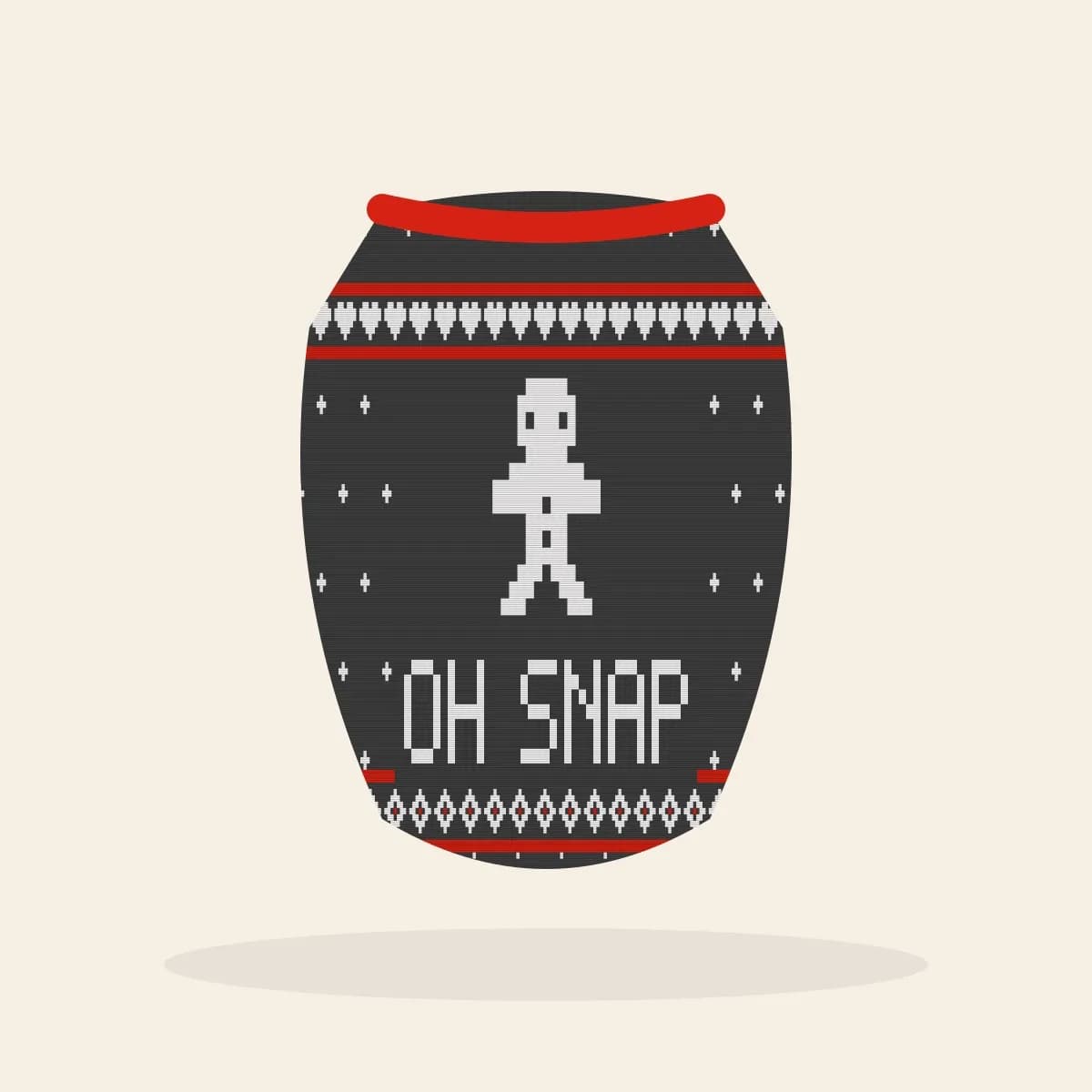 Oh Snap Knitted Dog Sweater (Cabin Charcoal): Oh Snap ugly Christmas knit in charcoal with white and red