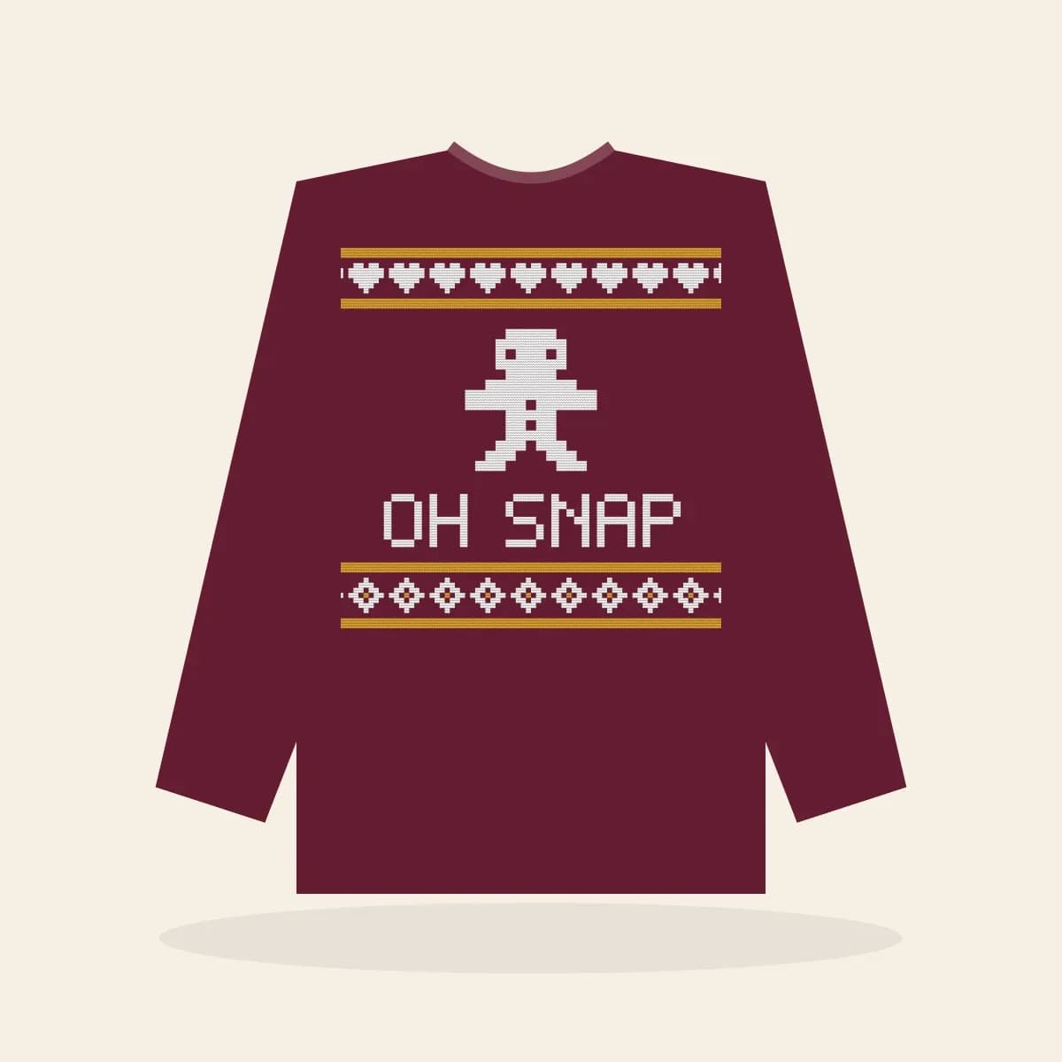 Oh Snap Printed Sweatshirt (Cranberry & Gold): Oh Snap ugly Christmas print in cranberry with white and gold
