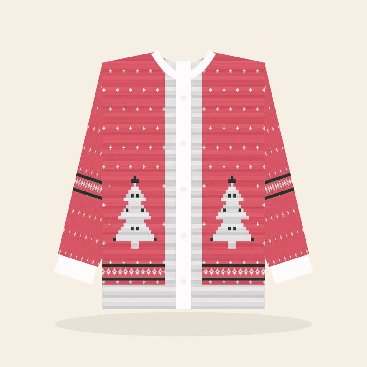 Sorry for Being Festive Knitted Cardigan (Candy Pink): Sorry for Being Festive ugly Christmas knit in hot pink with white and green