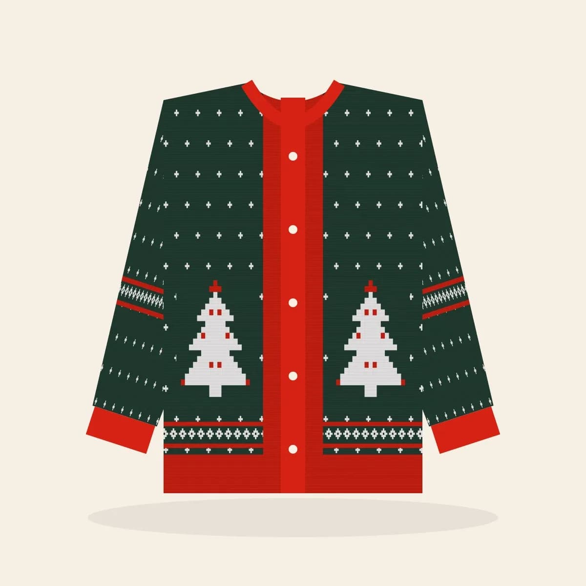 Sorry for Being Festive Knitted Cardigan (Evergreen): Sorry for Being Festive ugly Christmas knit in pine green with white and red