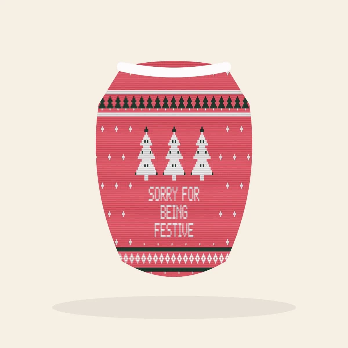 Sorry for Being Festive Knitted Dog Sweater (Candy Pink): Sorry for Being Festive ugly Christmas knit in hot pink with white and green