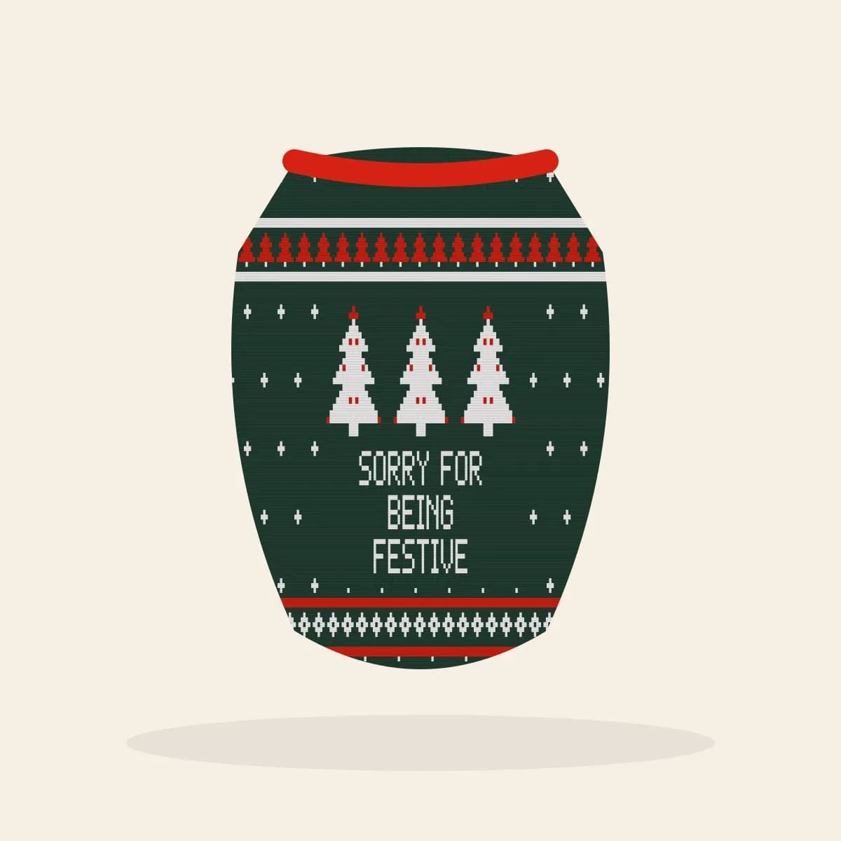 Sorry for Being Festive Knitted Dog Sweater (Evergreen): Sorry for Being Festive ugly Christmas knit in pine green with white and red