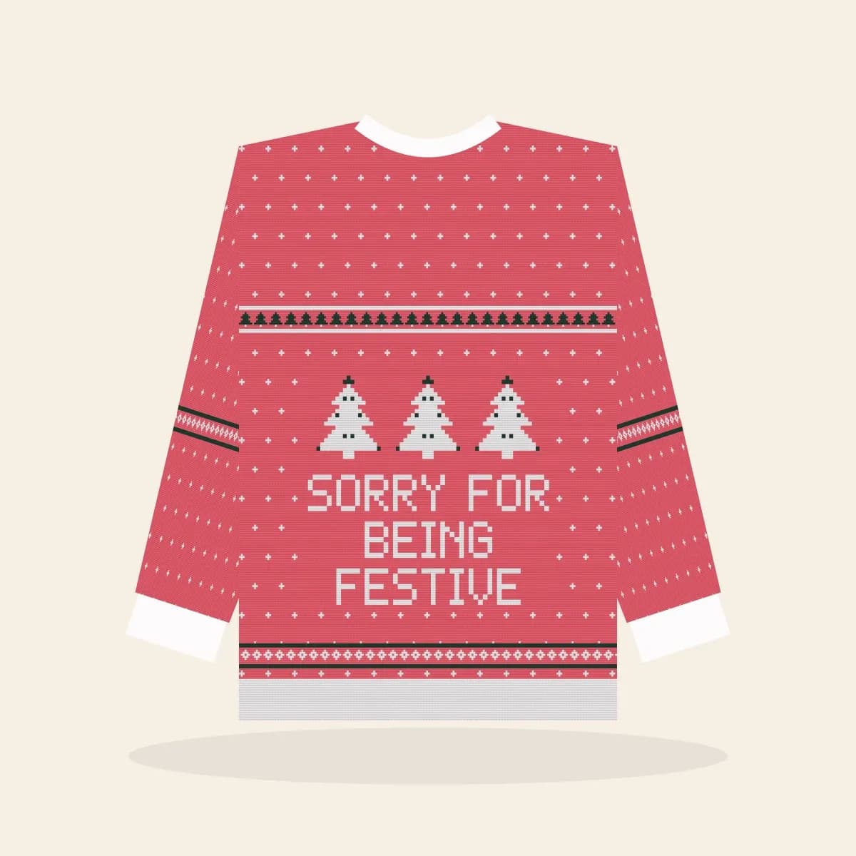 Sorry for Being Festive Knitted Sweater (Candy Pink): Sorry for Being Festive ugly Christmas knit in hot pink with white and green