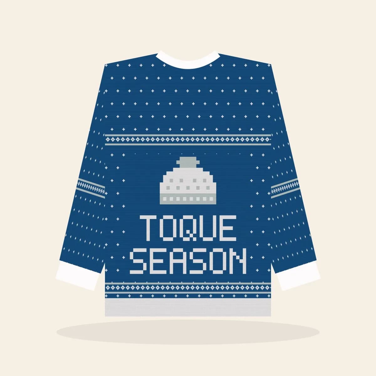 Toque Season Knitted Sweater (Frosty Blue): Toque Season ugly Christmas knit in blue with white and ice