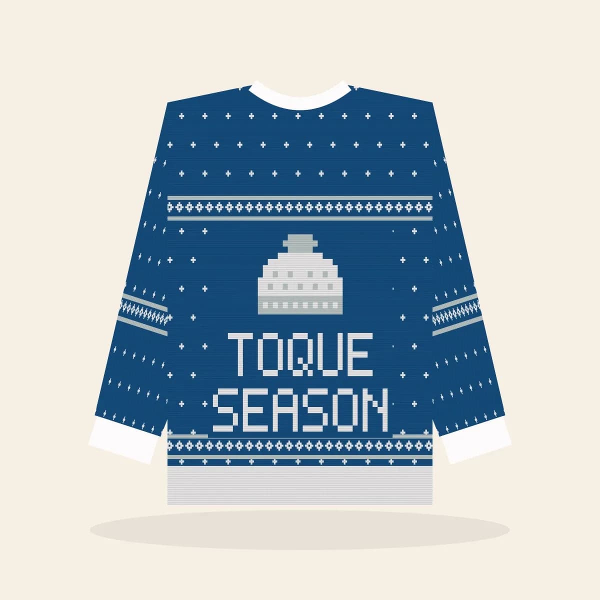 Toque Season Relaxed Knitted Sweater (Frosty Blue): Toque Season ugly Christmas knit in blue with white and ice