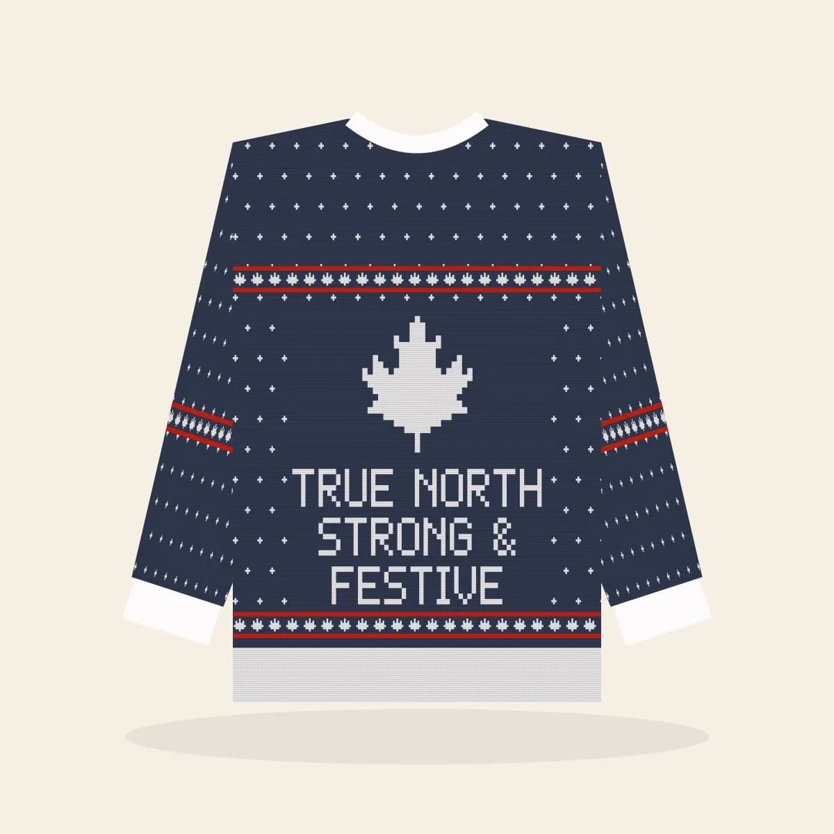 True North, Strong & Festive Kids Knitted Sweater (Midnight Navy): True North, Strong & Festive ugly Christmas knit in navy with white and red