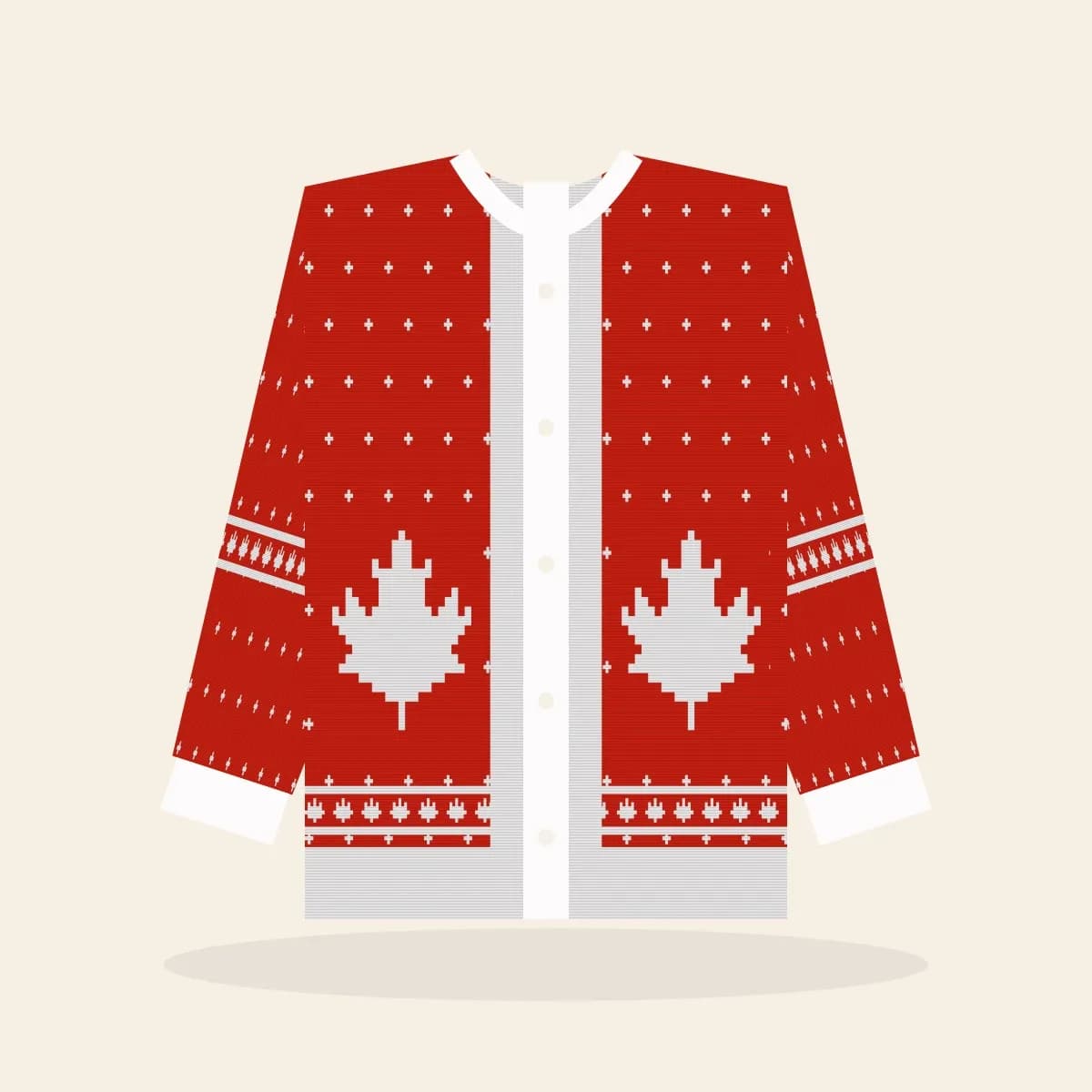 True North, Strong & Festive Knitted Cardigan (True North): True North, Strong & Festive ugly Christmas knit in red and white