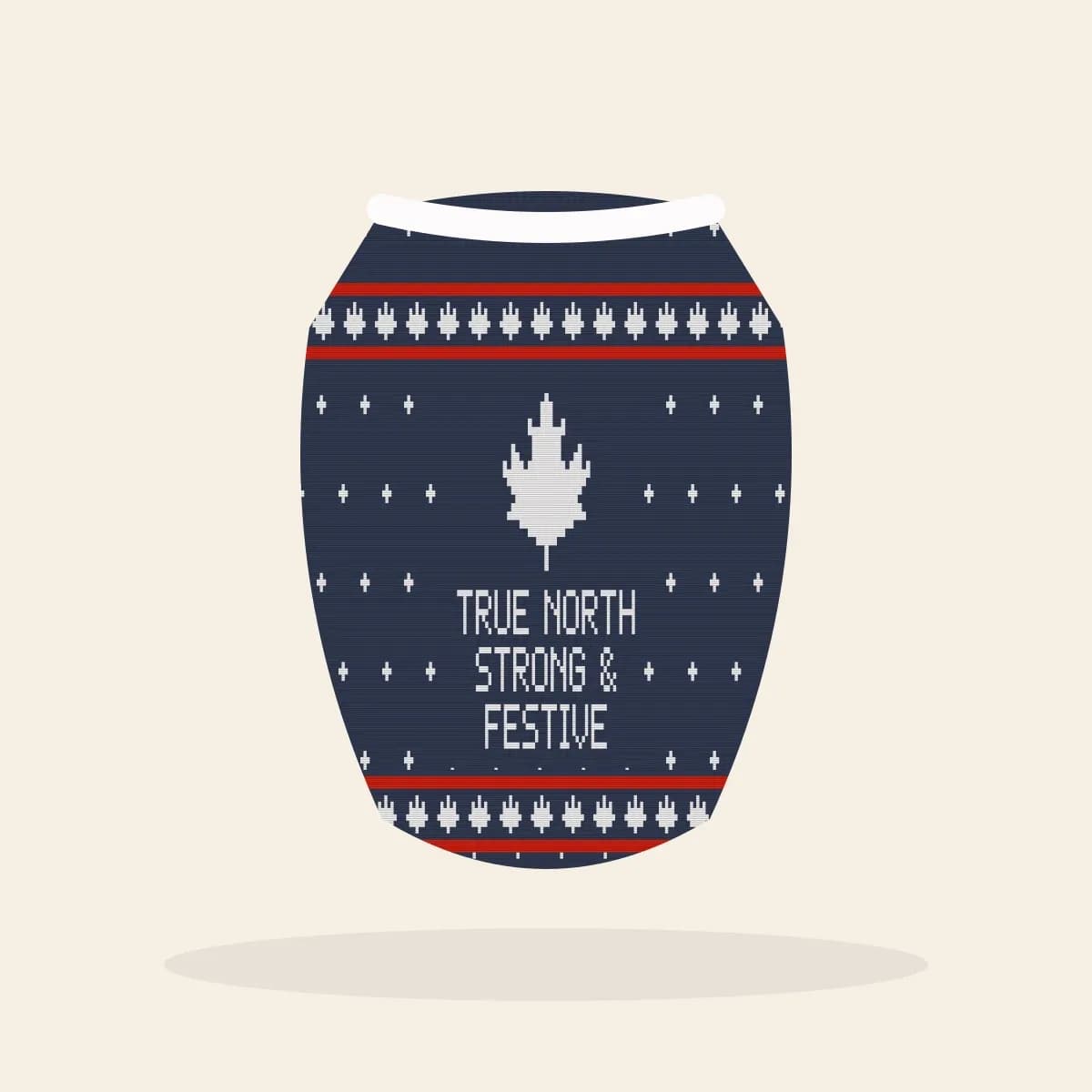 True North, Strong & Festive Knitted Dog Sweater (Midnight Navy): True North, Strong & Festive ugly Christmas knit in navy with white and red