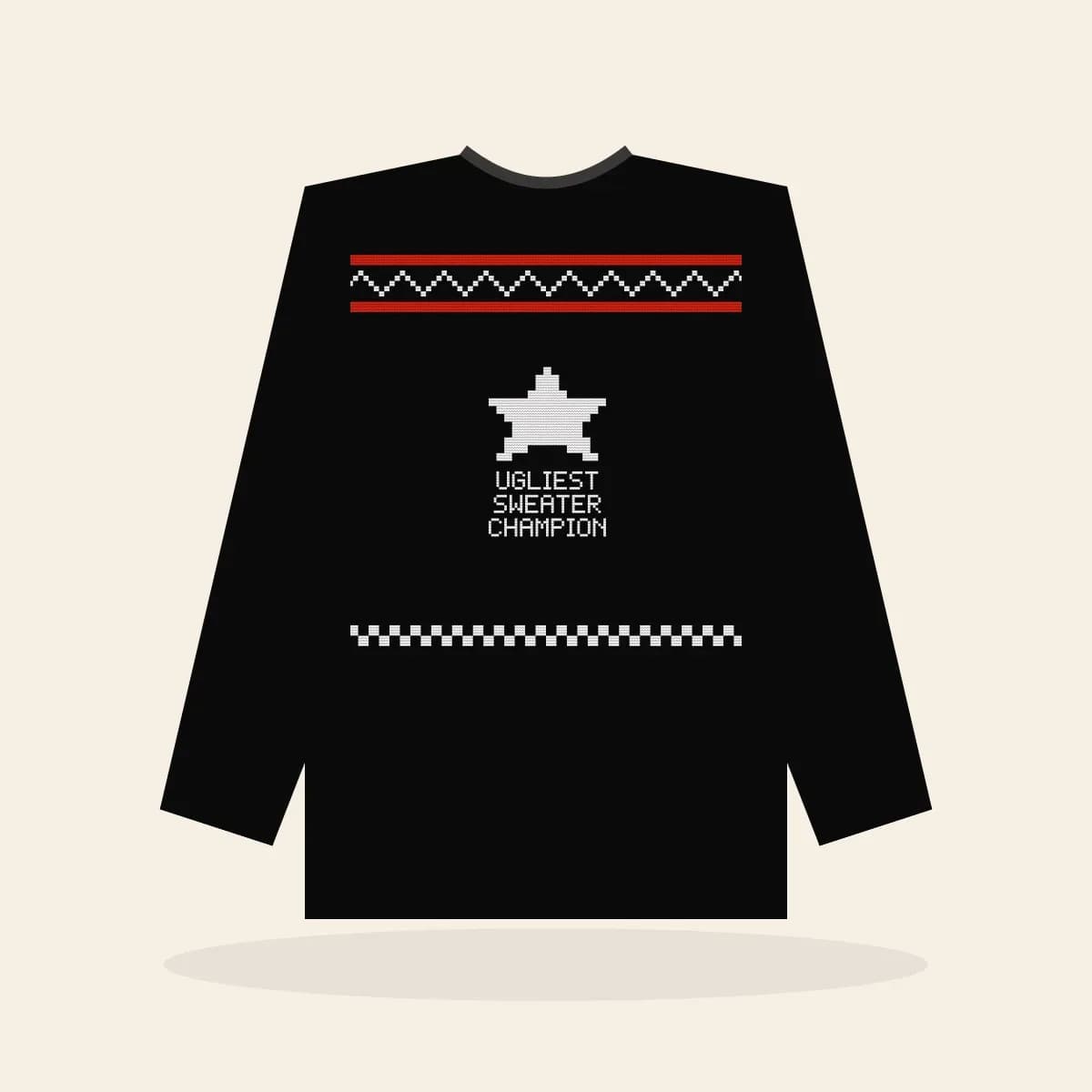 Ugliest Sweater Champion Printed Sweatshirt (Lumberjack): Ugliest Sweater Champion ugly Christmas print in black with white and red